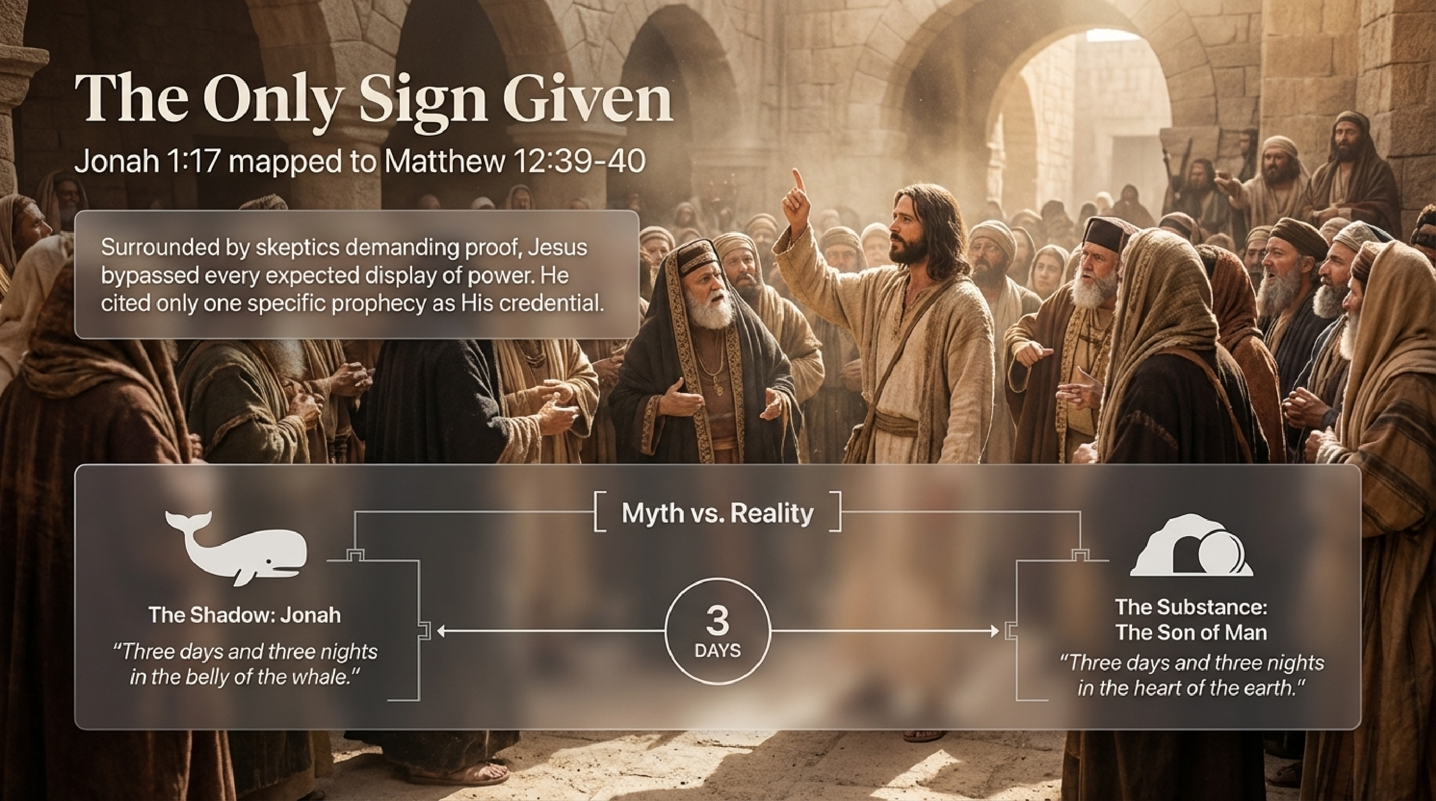 The Only Sign Given — Jonah 1:17 to Matthew 12:39–40